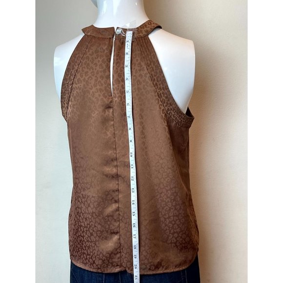 A New Day Women Halter Neck Blouse Top Leopard Print Back Zip Brown Size X Small - Picture 4 of 9